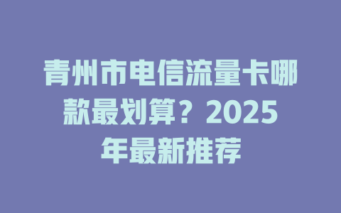青州市电信流量卡哪款最划算？2025年最新推荐