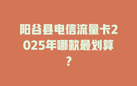 阳谷县电信流量卡2025年哪款最划算？