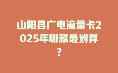 山阳县广电流量卡2025年哪款最划算？