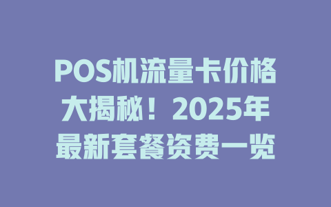 POS机流量卡价格大揭秘！2025年最新套餐资费一览