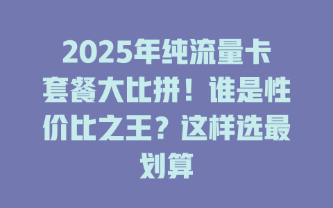 2025年纯流量卡套餐大比拼！谁是性价比之王？这样选最划算