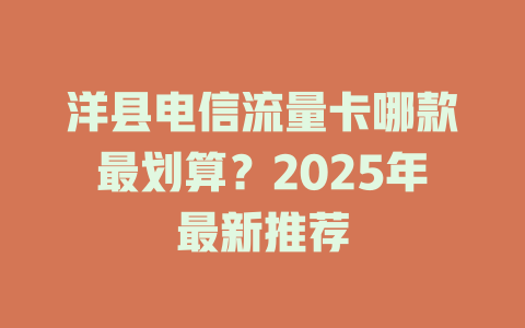 洋县电信流量卡哪款最划算？2025年最新推荐