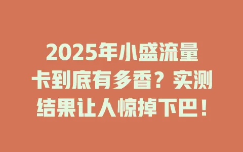 2025年小盛流量卡到底有多香？实测结果让人惊掉下巴！
