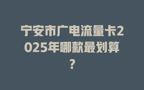 宁安市广电流量卡2025年哪款最划算？