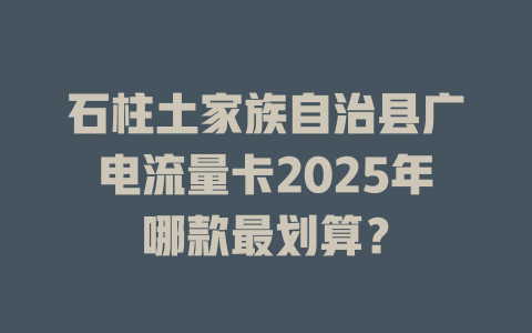 石柱土家族自治县广电流量卡2025年哪款最划算？
