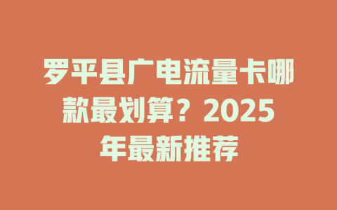 罗平县广电流量卡哪款最划算？2025年最新推荐