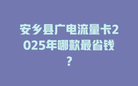 安乡县广电流量卡2025年哪款最省钱？