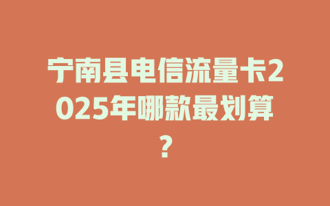 宁南县电信流量卡2025年哪款最划算？