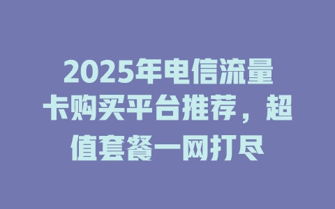2025年电信流量卡购买平台推荐，超值套餐一网打尽