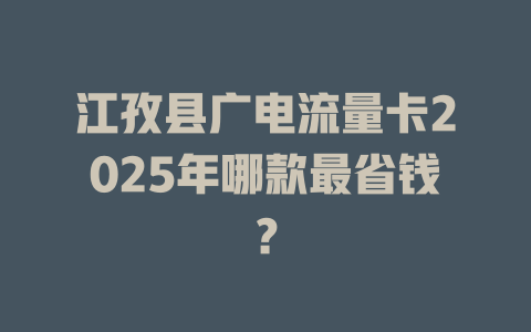 江孜县广电流量卡2025年哪款最省钱？