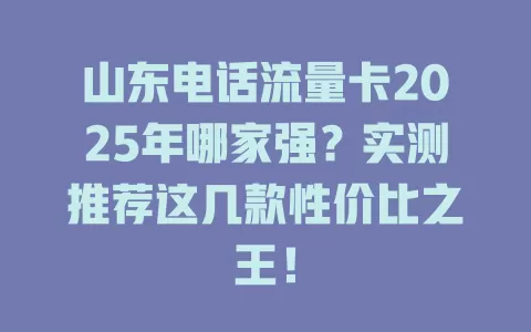 山东电话流量卡2025年哪家强？实测推荐这几款性价比之王！