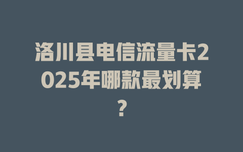 洛川县电信流量卡2025年哪款最划算？