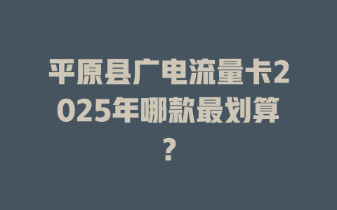 平原县广电流量卡2025年哪款最划算？