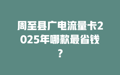 周至县广电流量卡2025年哪款最省钱？
