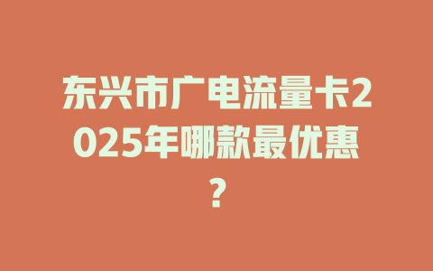 东兴市广电流量卡2025年哪款最优惠？