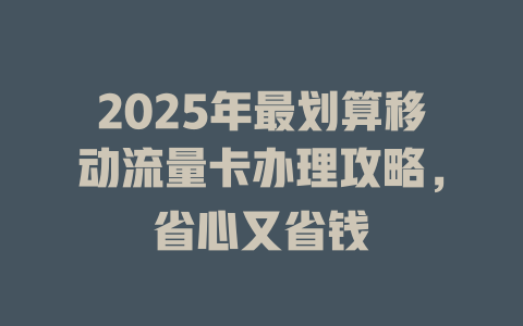 2025年最划算移动流量卡办理攻略，省心又省钱