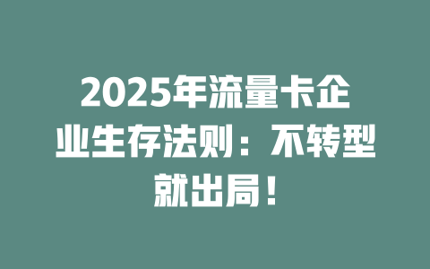 2025年流量卡企业生存法则：不转型就出局！