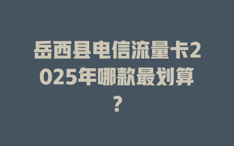 岳西县电信流量卡2025年哪款最划算？