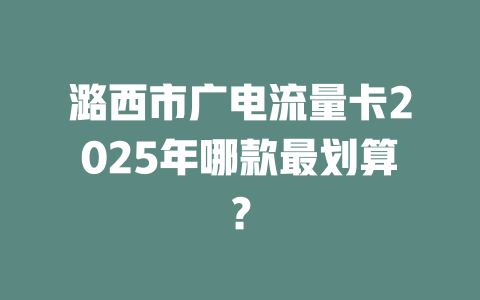 潞西市广电流量卡2025年哪款最划算？