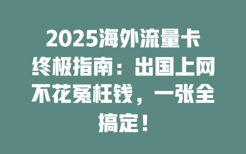 2025海外流量卡终极指南：出国上网不花冤枉钱，一张全搞定！