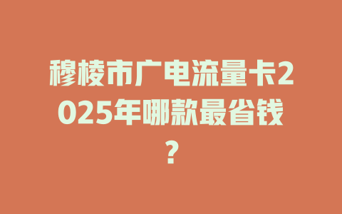 穆棱市广电流量卡2025年哪款最省钱？