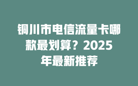 铜川市电信流量卡哪款最划算？2025年最新推荐