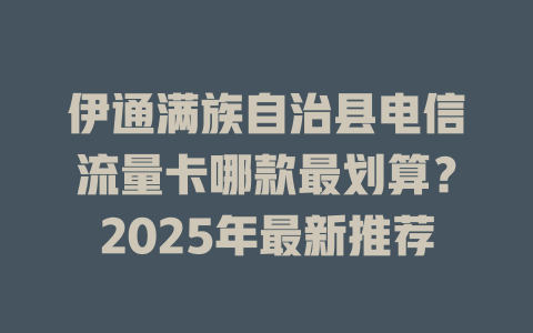 伊通满族自治县电信流量卡哪款最划算？2025年最新推荐