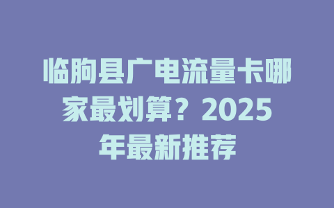 临朐县广电流量卡哪家最划算？2025年最新推荐