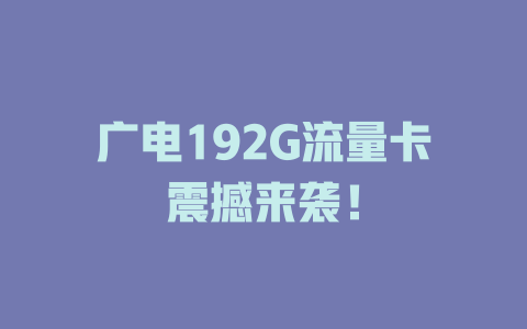 广电192G流量卡震撼来袭！