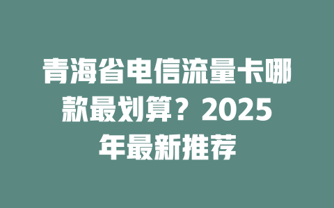 青海省电信流量卡哪款最划算？2025年最新推荐