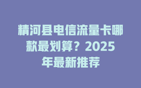 精河县电信流量卡哪款最划算？2025年最新推荐