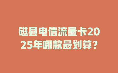 磁县电信流量卡2025年哪款最划算？