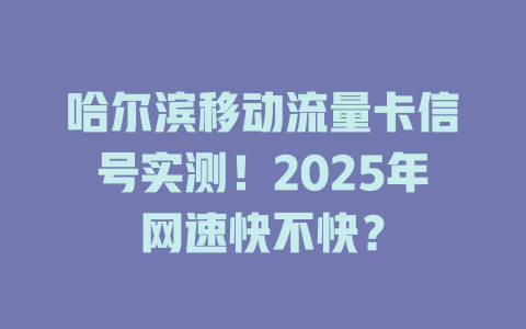 哈尔滨移动流量卡信号实测！2025年网速快不快？