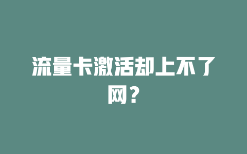 流量卡激活却上不了网？