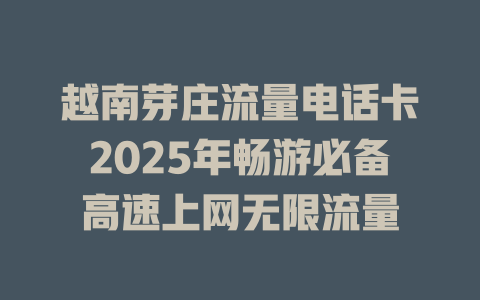 越南芽庄流量电话卡2025年畅游必备高速上网无限流量