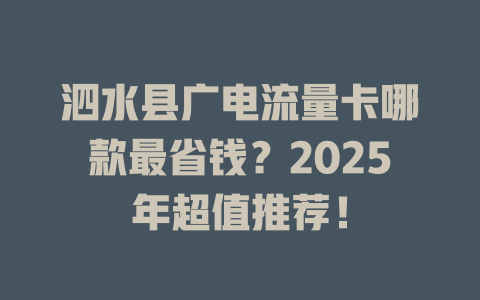 泗水县广电流量卡哪款最省钱？2025年超值推荐！