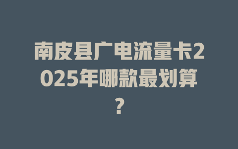 南皮县广电流量卡2025年哪款最划算？