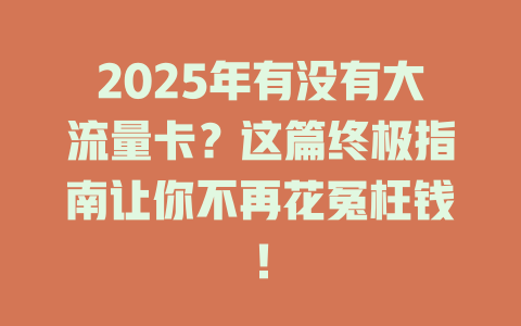 2025年有没有大流量卡？这篇终极指南让你不再花冤枉钱！