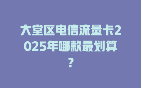大堂区电信流量卡2025年哪款最划算？