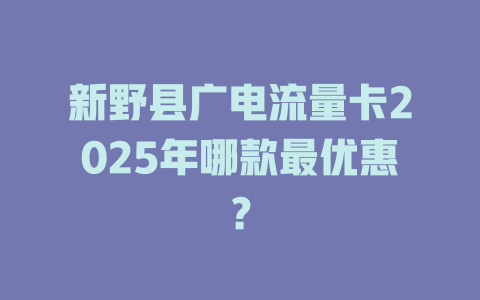 新野县广电流量卡2025年哪款最优惠？