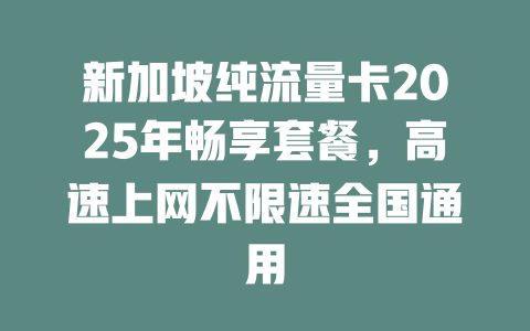 新加坡纯流量卡2025年畅享套餐,高速上网不限速全国通用