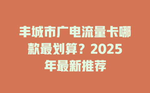 丰城市广电流量卡哪款最划算？2025年最新推荐