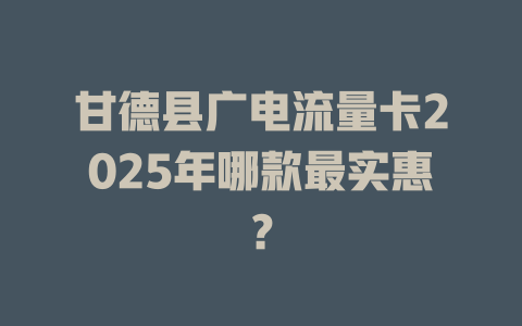 甘德县广电流量卡2025年哪款最实惠？