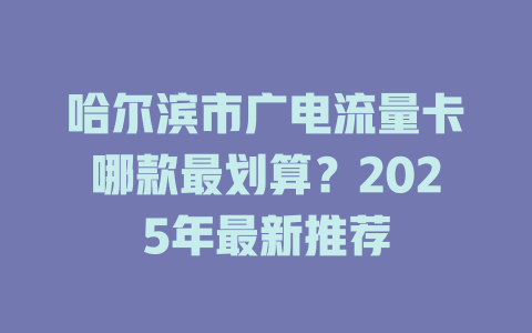 哈尔滨市广电流量卡哪款最划算？2025年最新推荐
