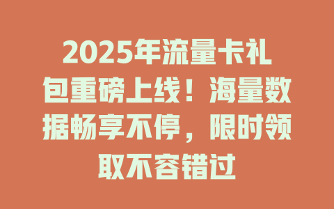 2025年流量卡礼包重磅上线！海量数据畅享不停，限时领取不容错过