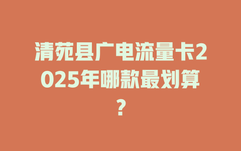 清苑县广电流量卡2025年哪款最划算？