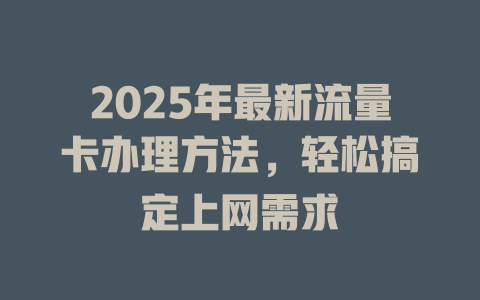 2025年最新流量卡办理方法，轻松搞定上网需求