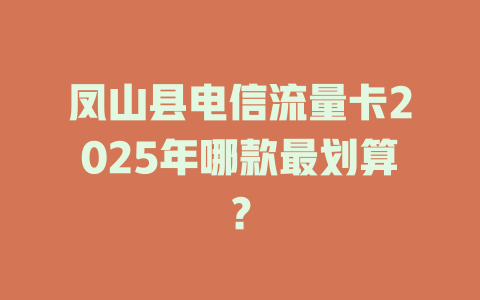 凤山县电信流量卡2025年哪款最划算？