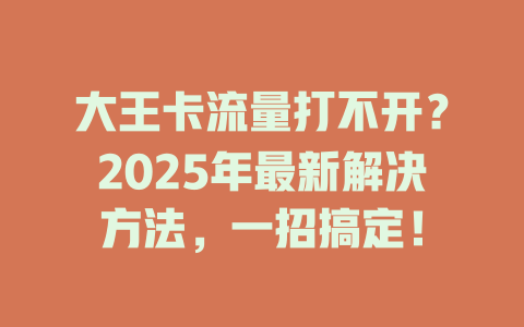 大王卡流量打不开？2025年最新解决方法，一招搞定！