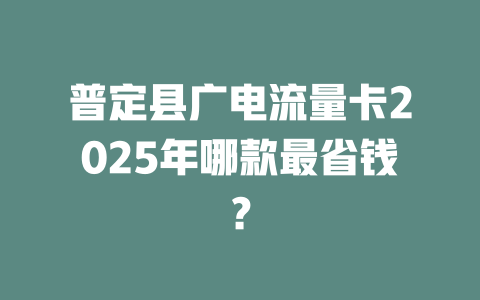 普定县广电流量卡2025年哪款最省钱？